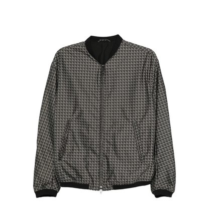 Blouson in Nylon Jacquard with Repeated Eagle Motif - Image 1