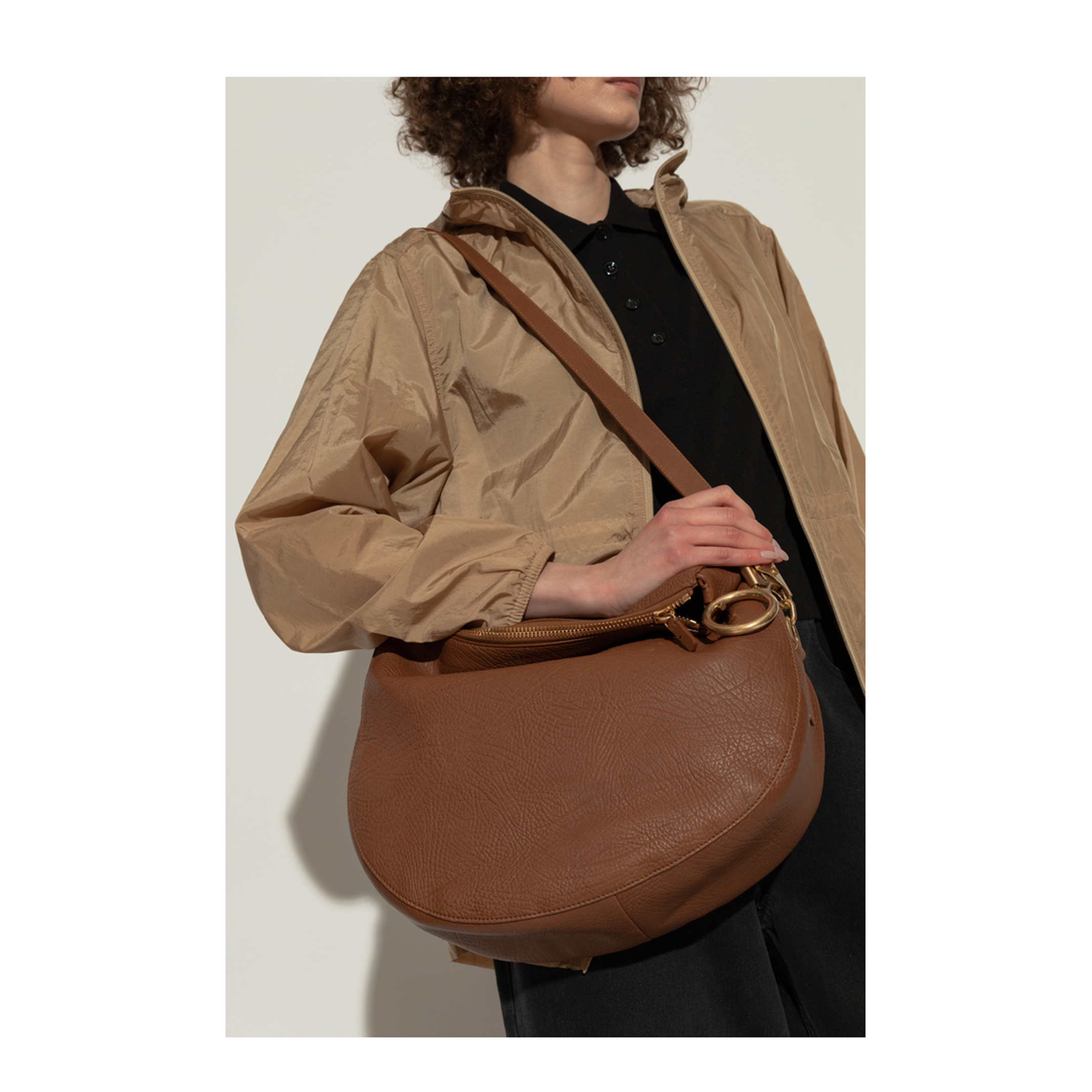 Knight Medium Calf Leather Shoulder Bag - Hazel - Image 2