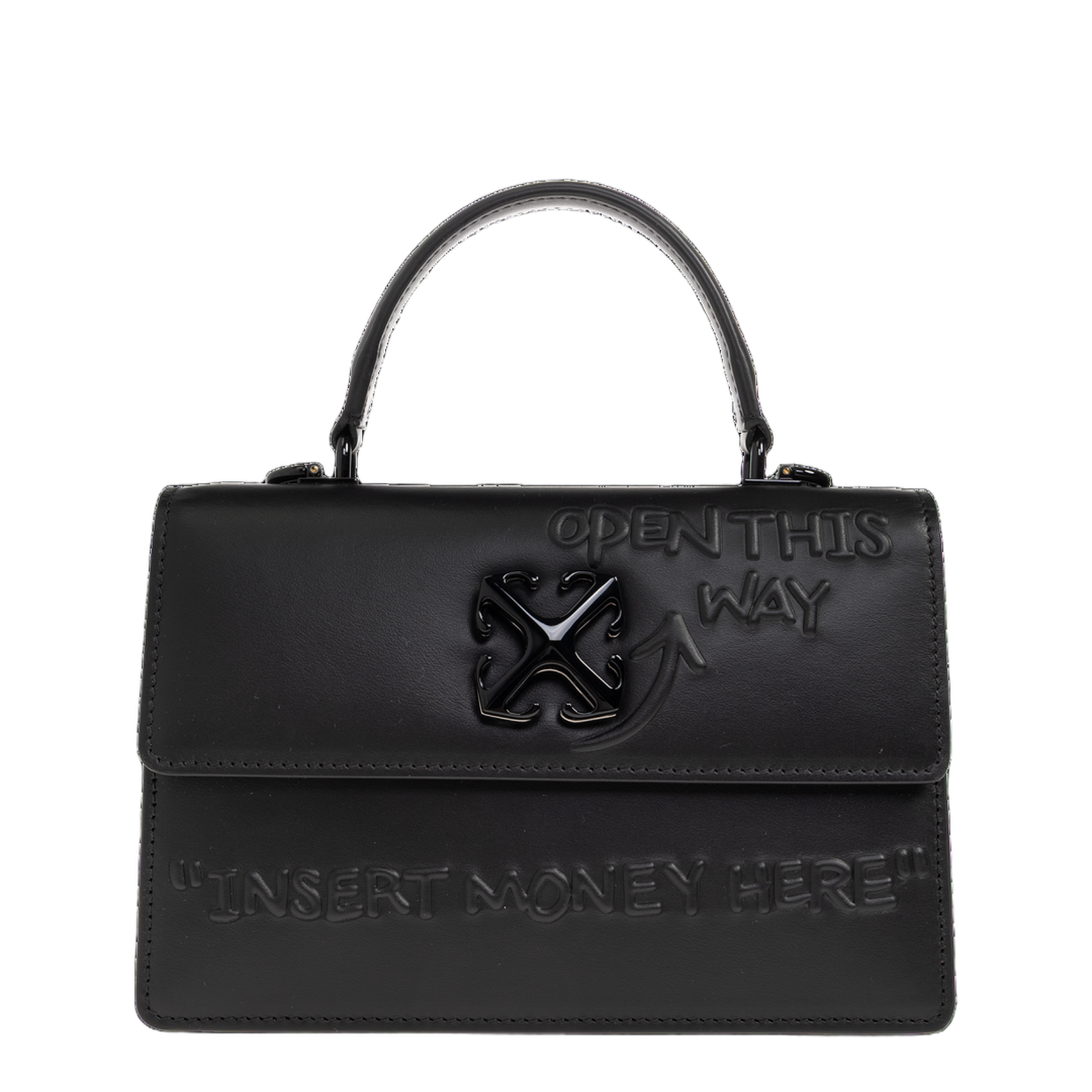Jitney Calfskin Top Handle Bag - Black - Image 1
