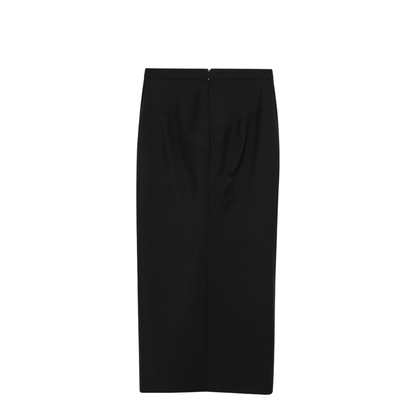 Draped Skirt in Black Wool and Mohair - Image 2