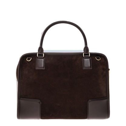 Amazona 180 Large Suede Top-Handle Bag - Dark Chestnut - Image 3