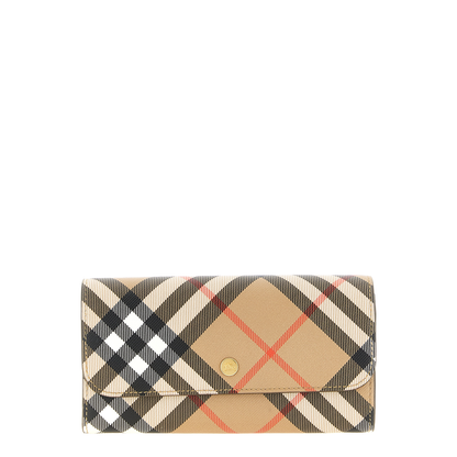 Check Print Fabric Continental Wallet - Archive Beige/Soap Beige - Image 1