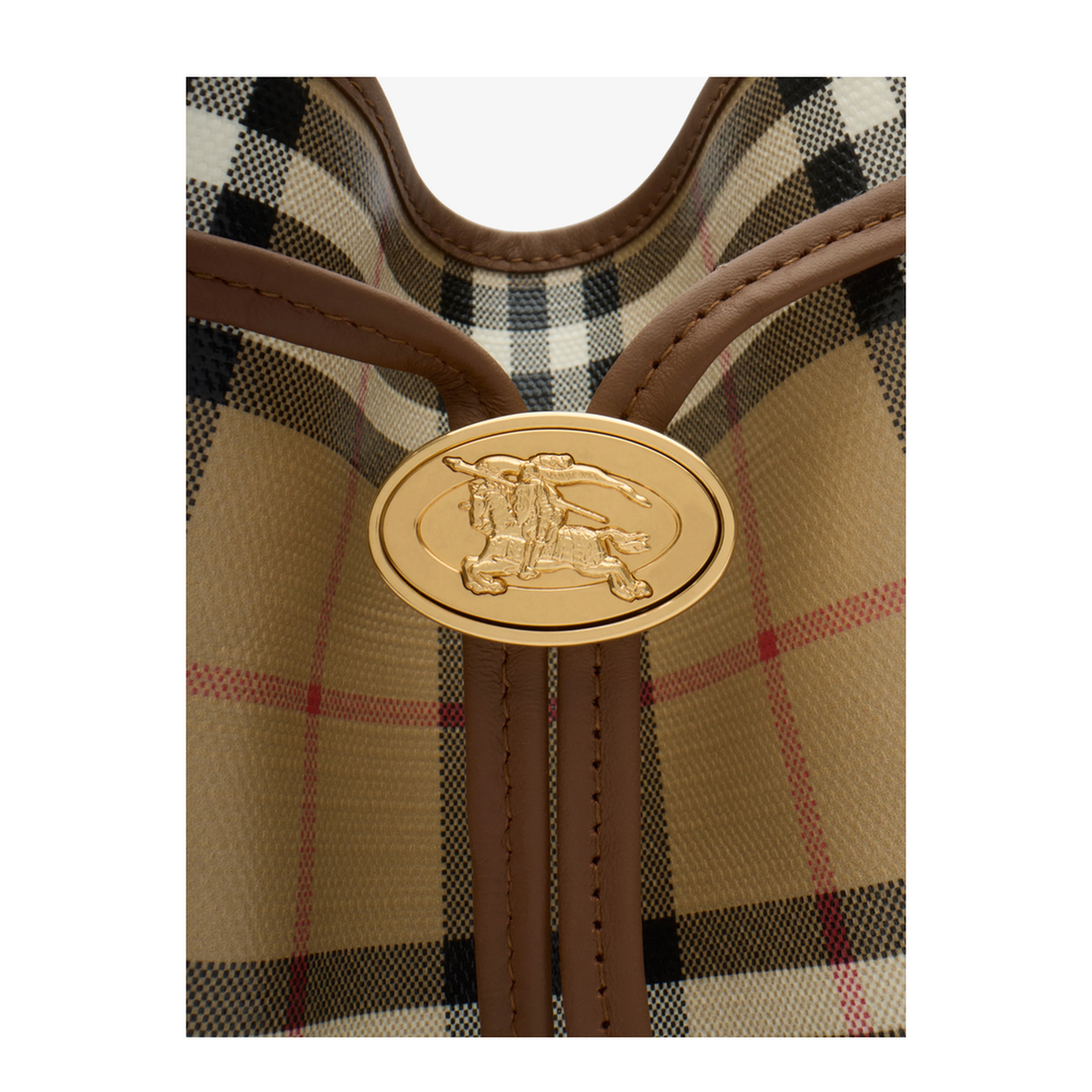 Check Small Cotton Bucket Bag - Archive Beige - Image 4
