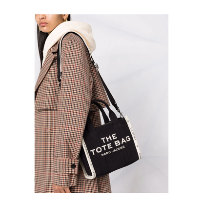 THE Small Woven Jacquard Tote - Black - Image 5