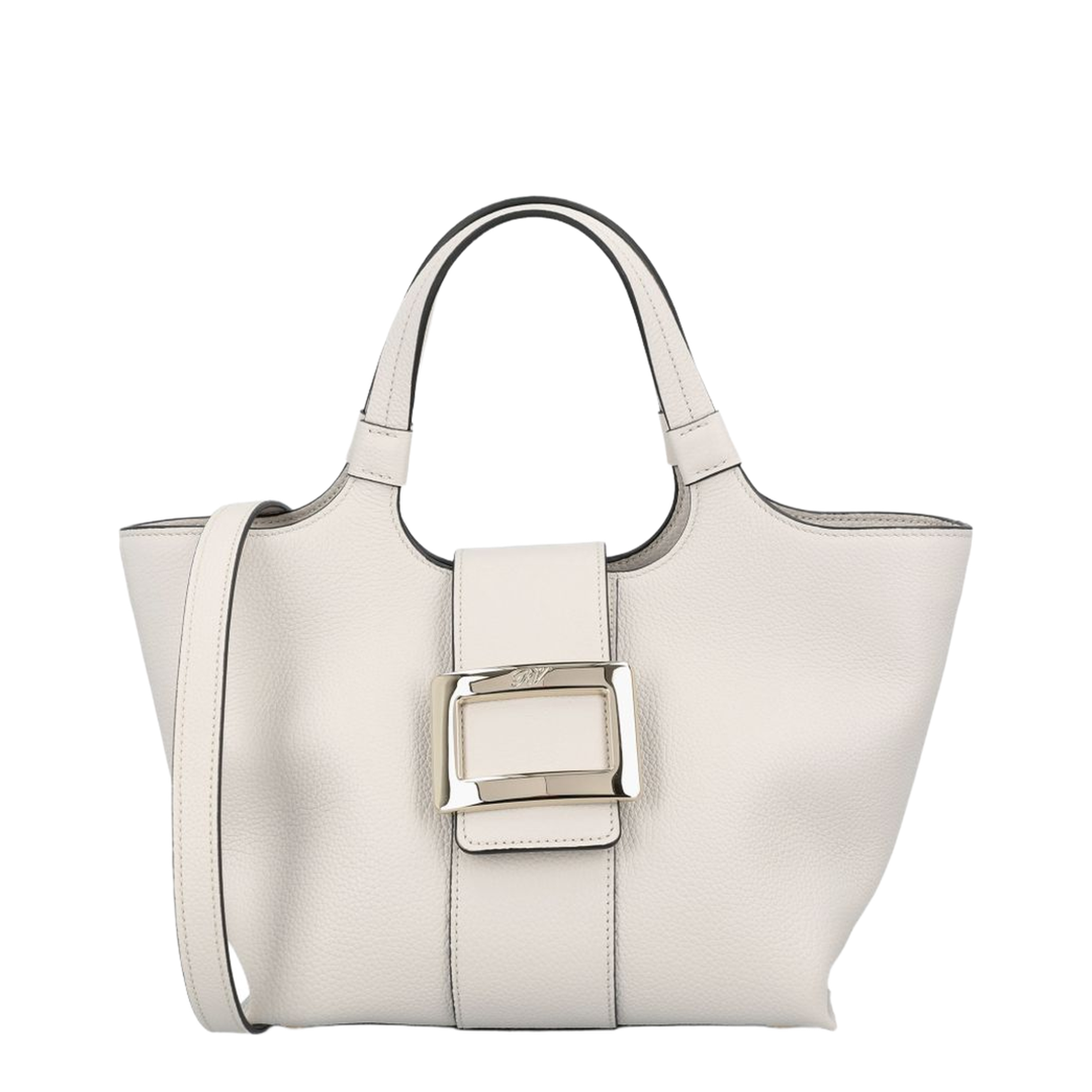 Belle Vivier Mini Shopping Bag In Ice White Calfskin - Ice White - Image 1