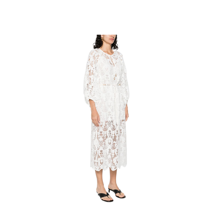 Coco Lace Midi Dress in White - Image 5