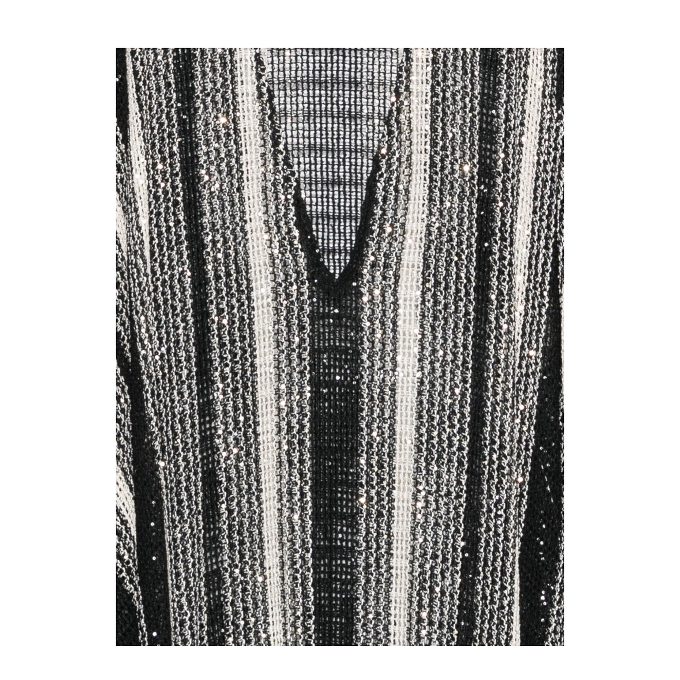 Long Mesh Caftan Cover-Up Black & White - Image 3
