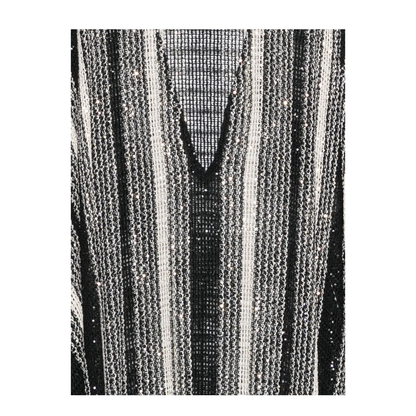 Long Mesh Caftan Cover-Up Black & White - Image 3