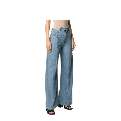 Blue Denim Regular-waisted Wide-leg Jeans - Image 6