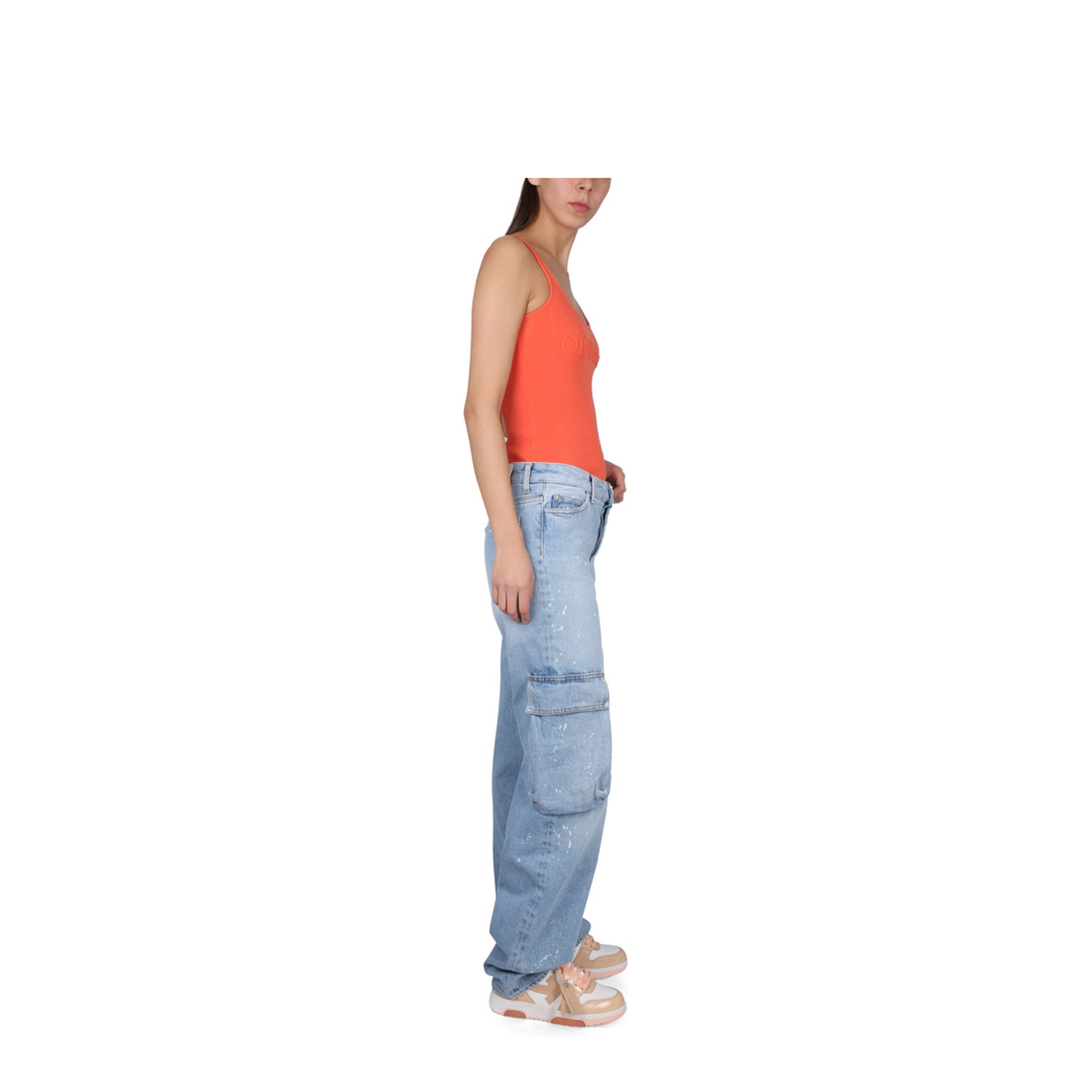 Light Blue Cotton Cargo Jeans - Image 2