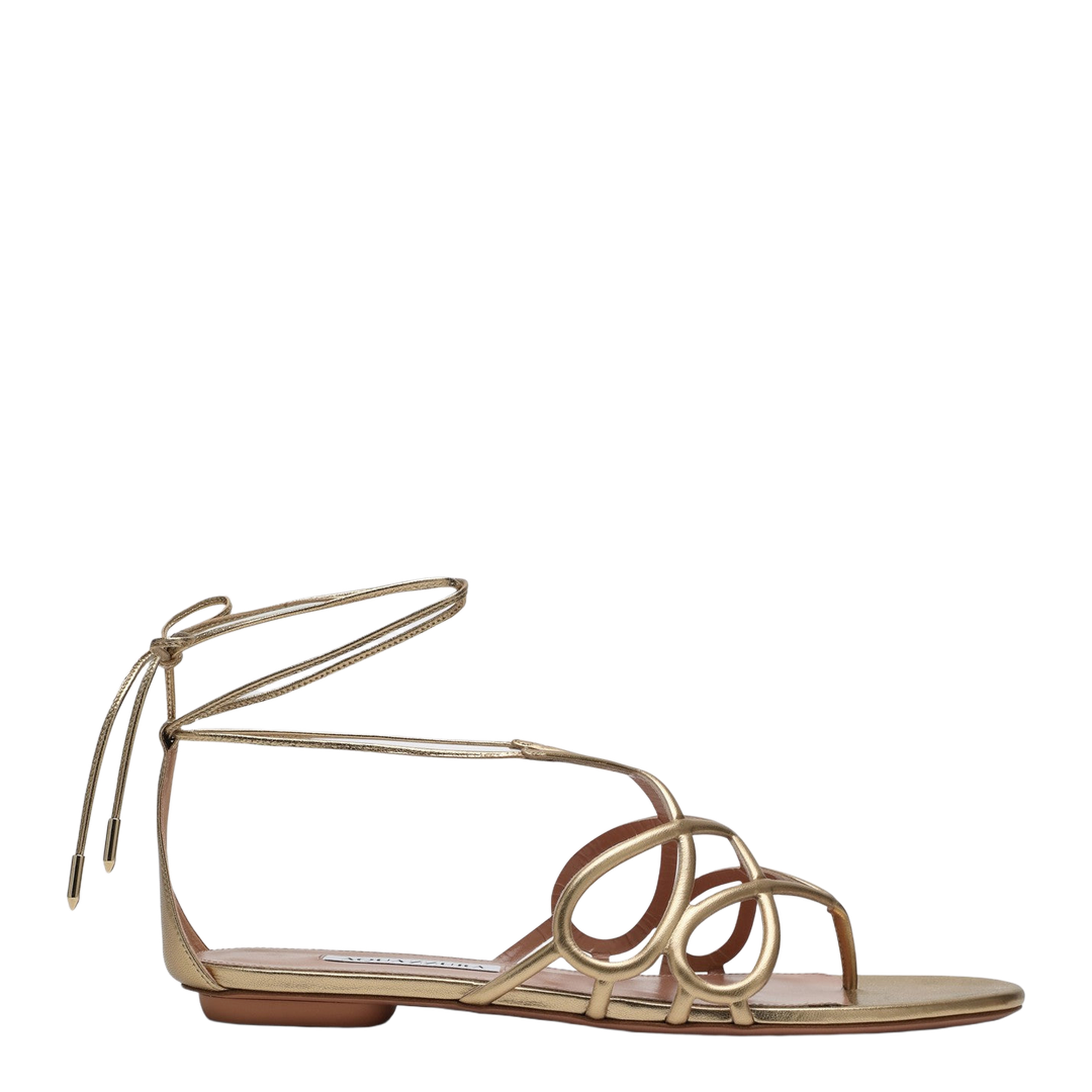 Low Gold Leather Sandal - Image 1