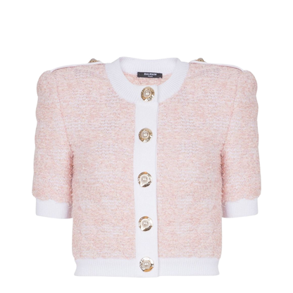 Short-Sleeved Knit Cardigan - Image 1