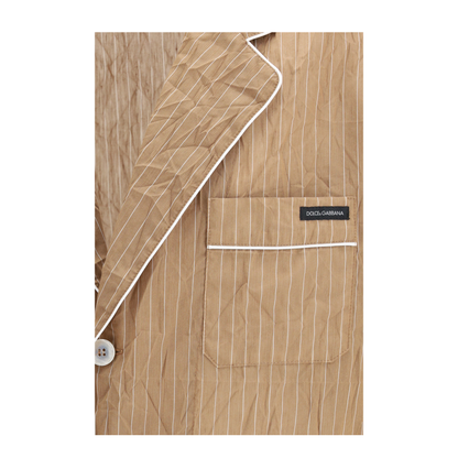 Vanity Shirt-style Robe in Froissé Striped Fabric - Image 3