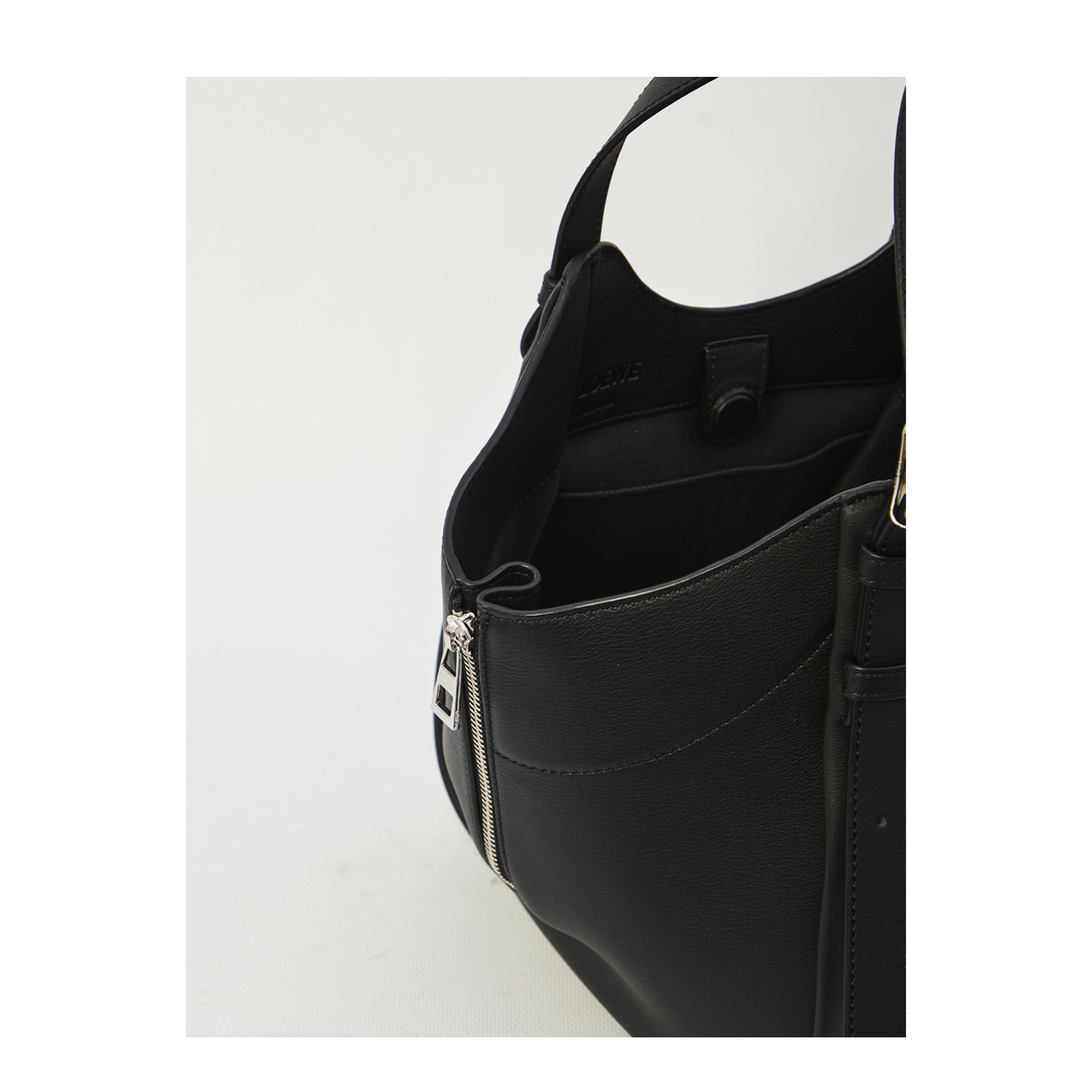 Hammock Flip Calfskin Tote - Black - Image 4