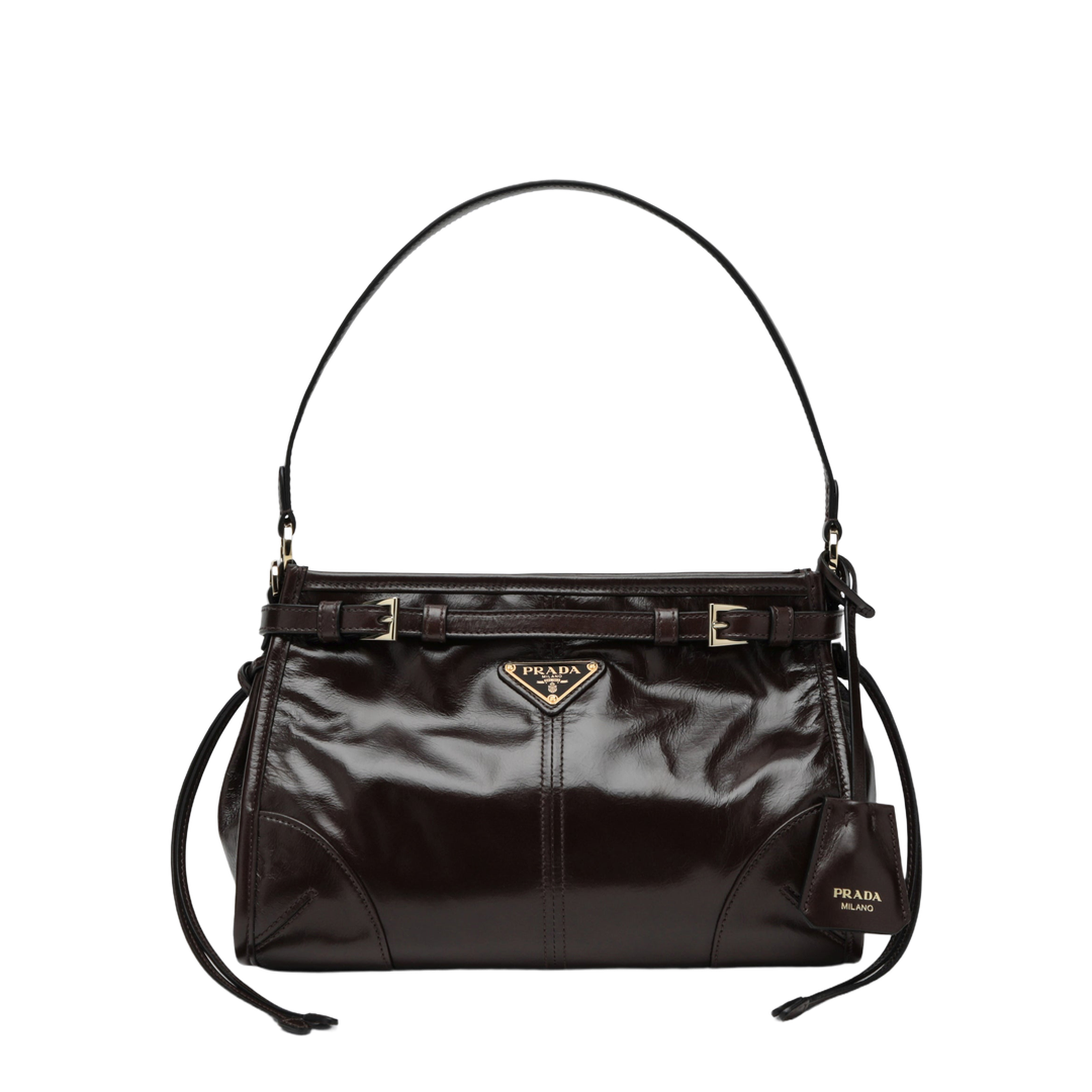 Bonnie Small Hobo Handbag in Calf Leather, Dark Brown - Image 1