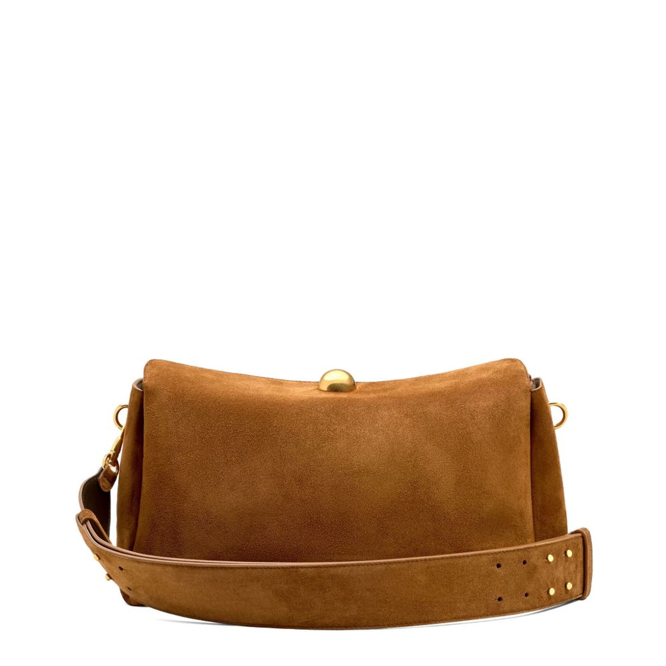 Hazelnut Brown Suede Leather Carrousel Medium Bag - Image 4