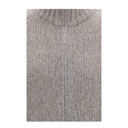High-neck Cashmere and Silk Cardigan with Zip - Image 3
