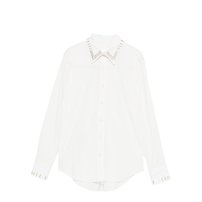 Pinstripe Silk Shirt White - Image 1