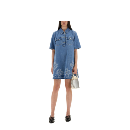 Mini Dress with Sangallo Embroidery - Image 2