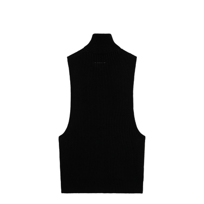 Black Wool Zip Vest - Image 2