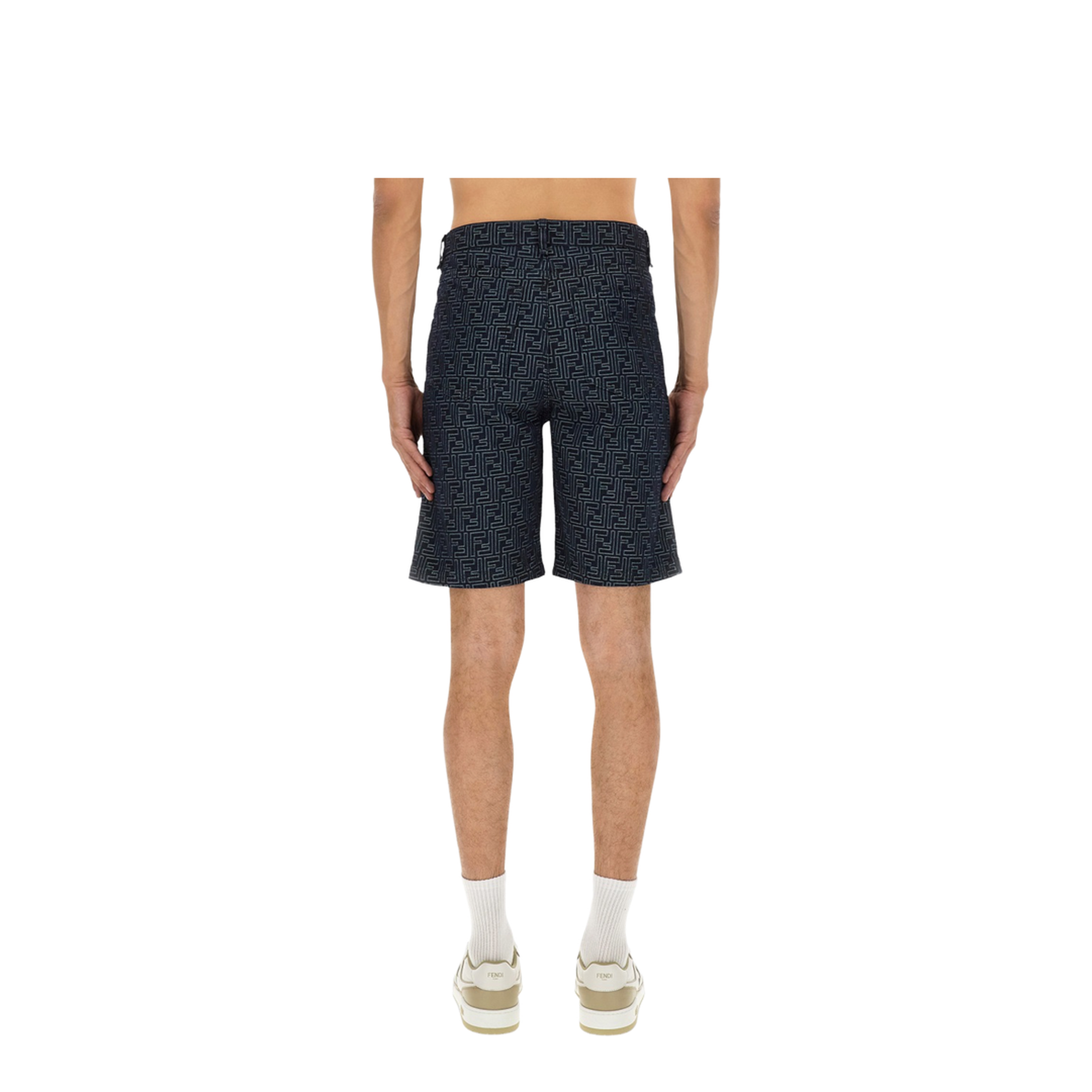 Jacquard FF Blue Denim Shorts - Image 3