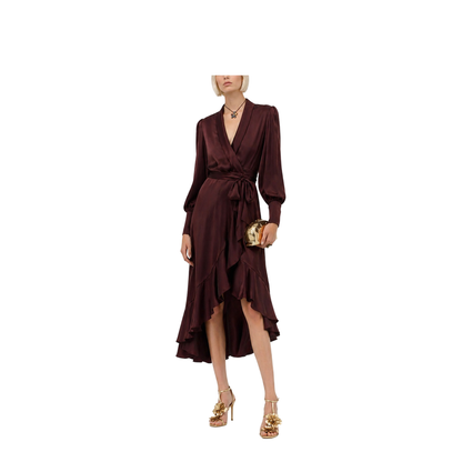 Silk Wrap Midi Dress - Image 2