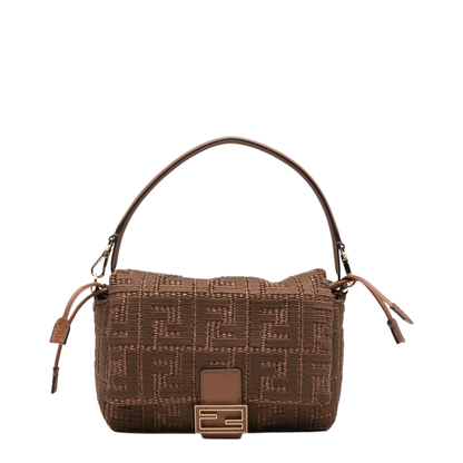 Mamma Baguette Medium Raffia-Effect Shoulder Bag - Sellier Brown - Image 1