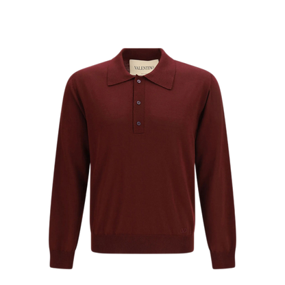 Wool Polo With Vlogo Embroidery - Image 1