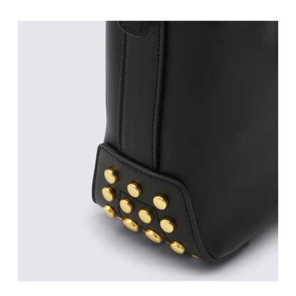 Metal Dots Calfskin Leather Mini Bag - Black - Image 8