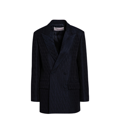 Navy Blue Double-Breasted Jacket Toile Iconographe - Image 1
