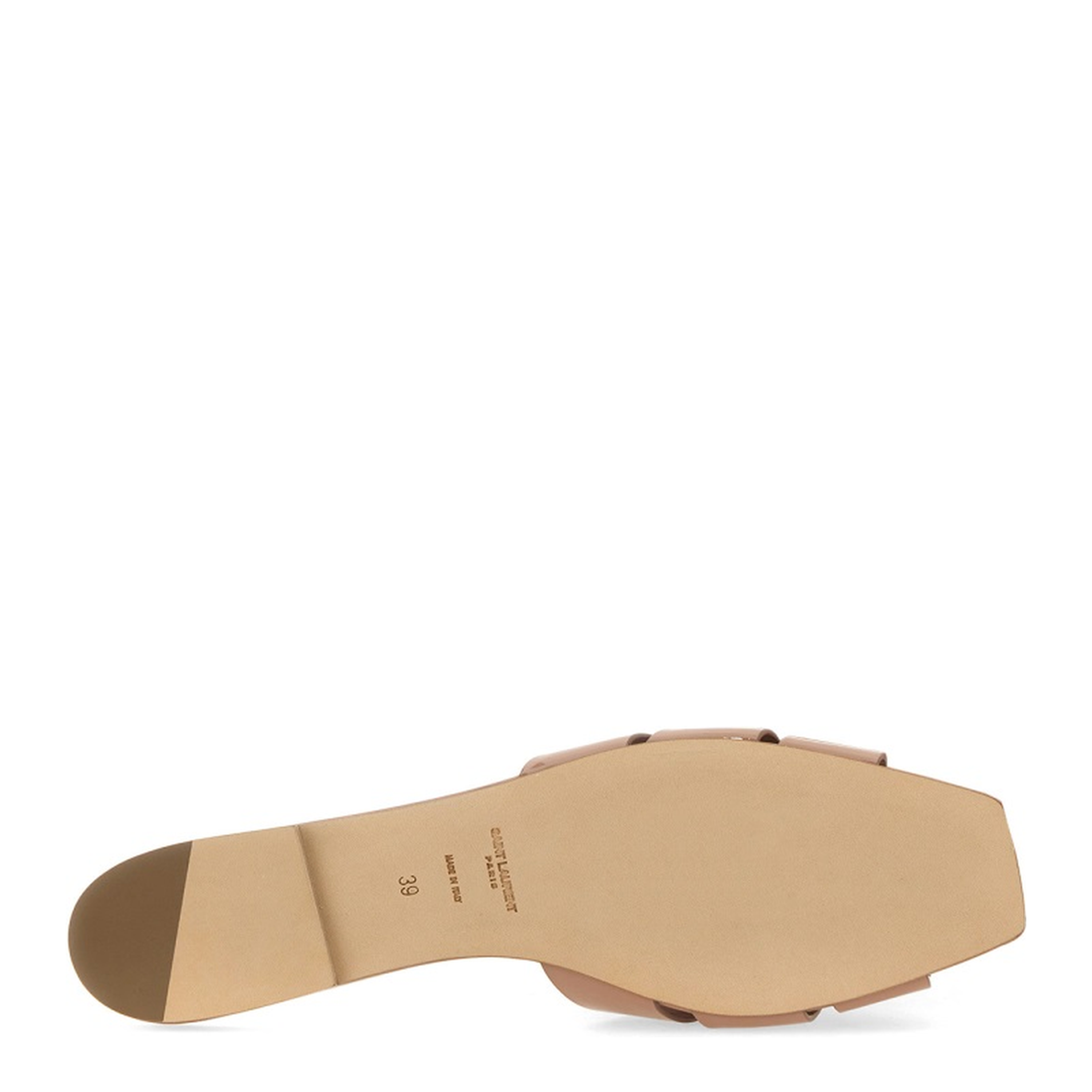 Powder Pink Leather Patent Finish Square Open Toe Multi-Way Strap Design Flat Sole Slip-On Style - Image 12
