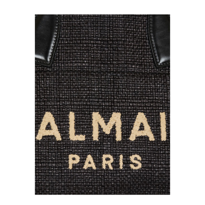 Track Medium Raffia Tote Bag - Black - Image 2