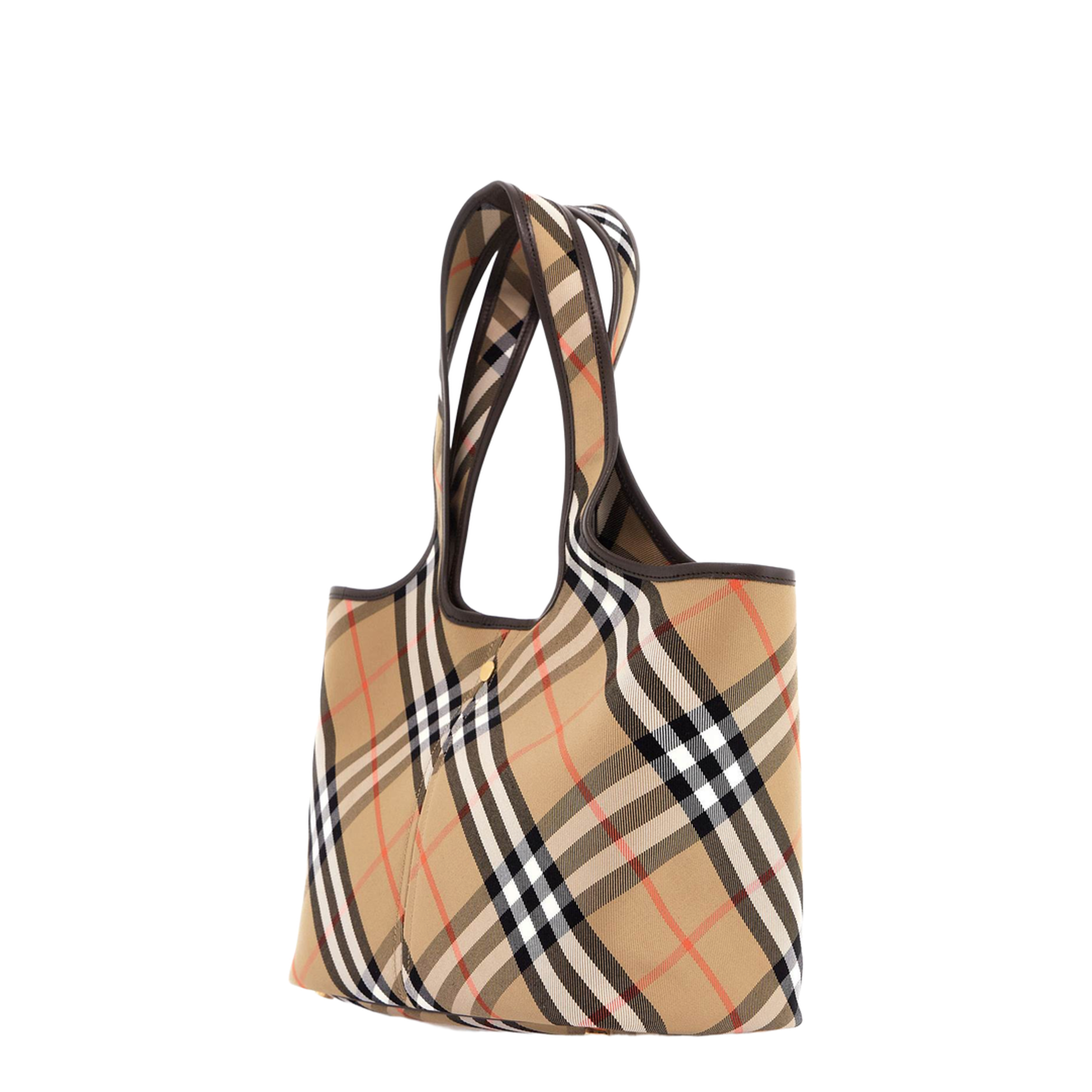 Embroidered Canvas Small Check Shopping Bag - Image 4