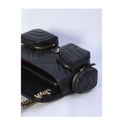 GG Marmont Small Calfskin Shoulder Bag - Black - Image 4