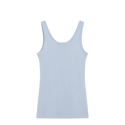 Ribbed Cotton Top with Triangle Logo in Sky Blue - Image 2