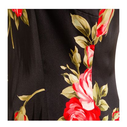 Bouquet Rose Print Satin Midi Dress - Image 7