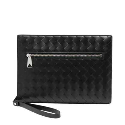 Intrecciato Leather Pouch - Black - Image 10