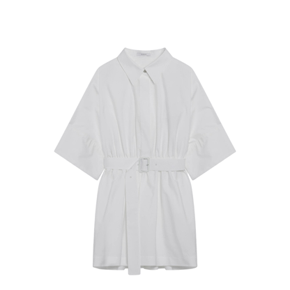 Mini Chemisier Dress in White Poplin - Image 1
