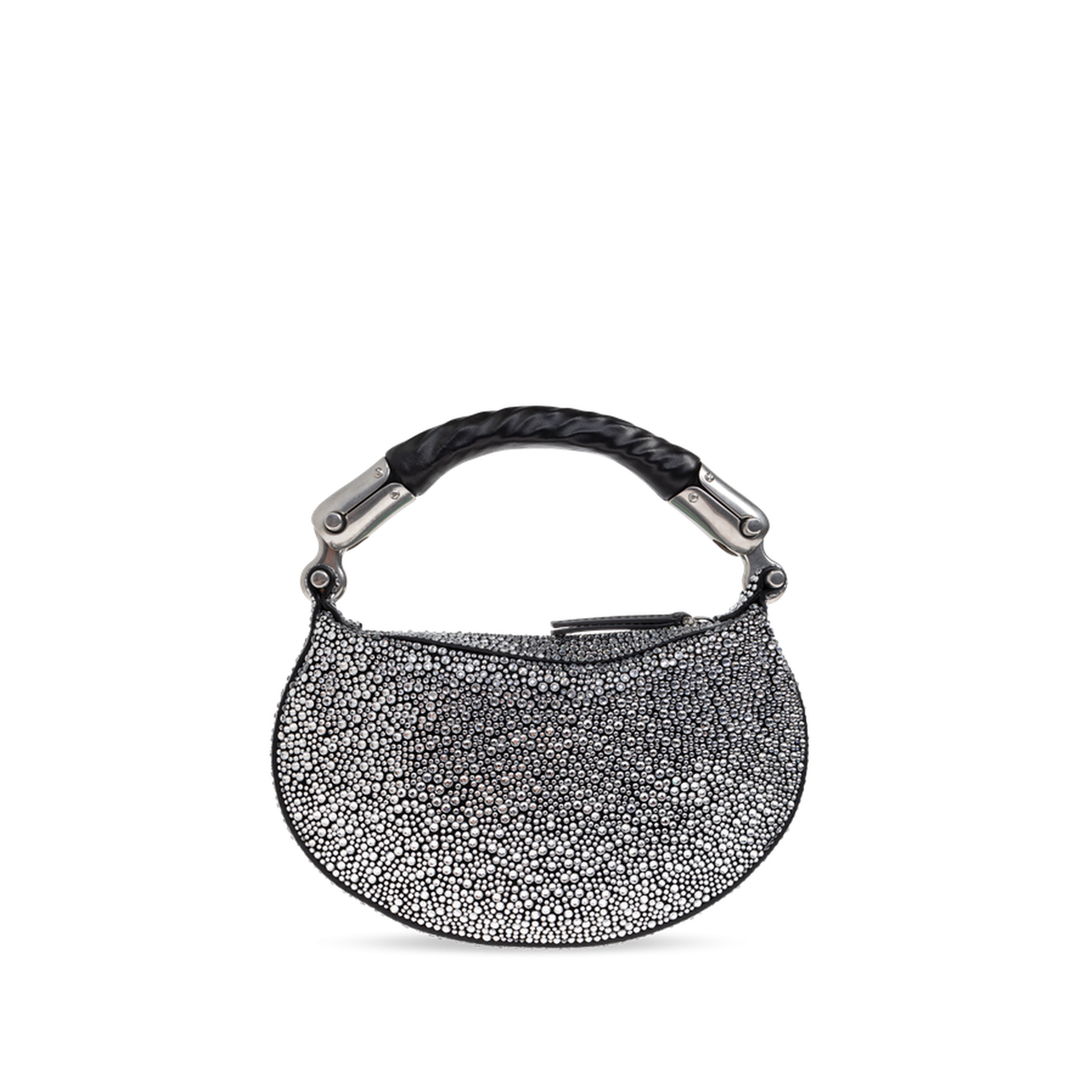 Ébène Mini Suede Top-Handle Bag - Silver - Image 3
