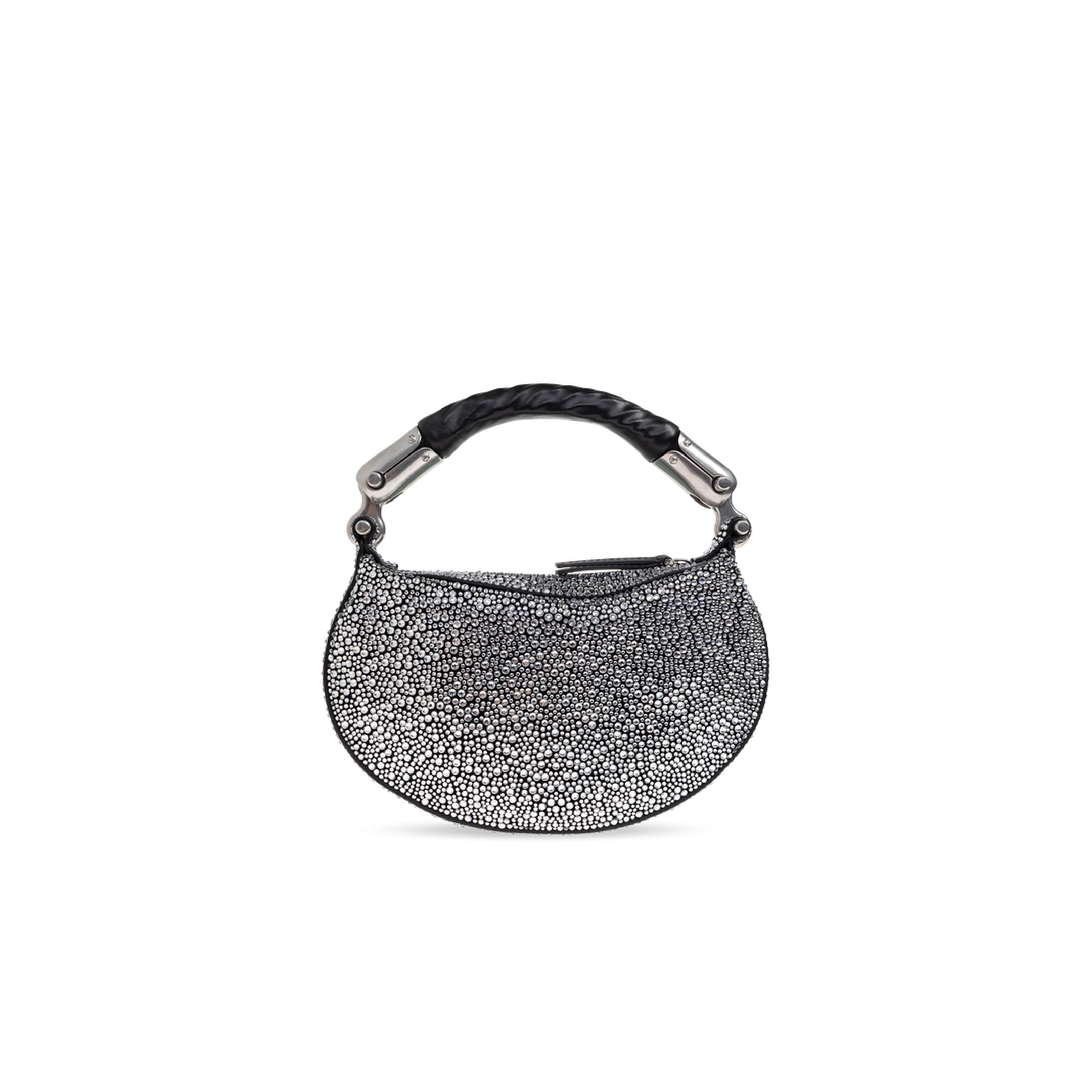 Ébène Mini Suede Top-Handle Bag - Silver - Image 3
