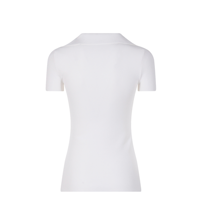 Ribbed V-Neck Short-Sleeved Polo Shirt - Image 2