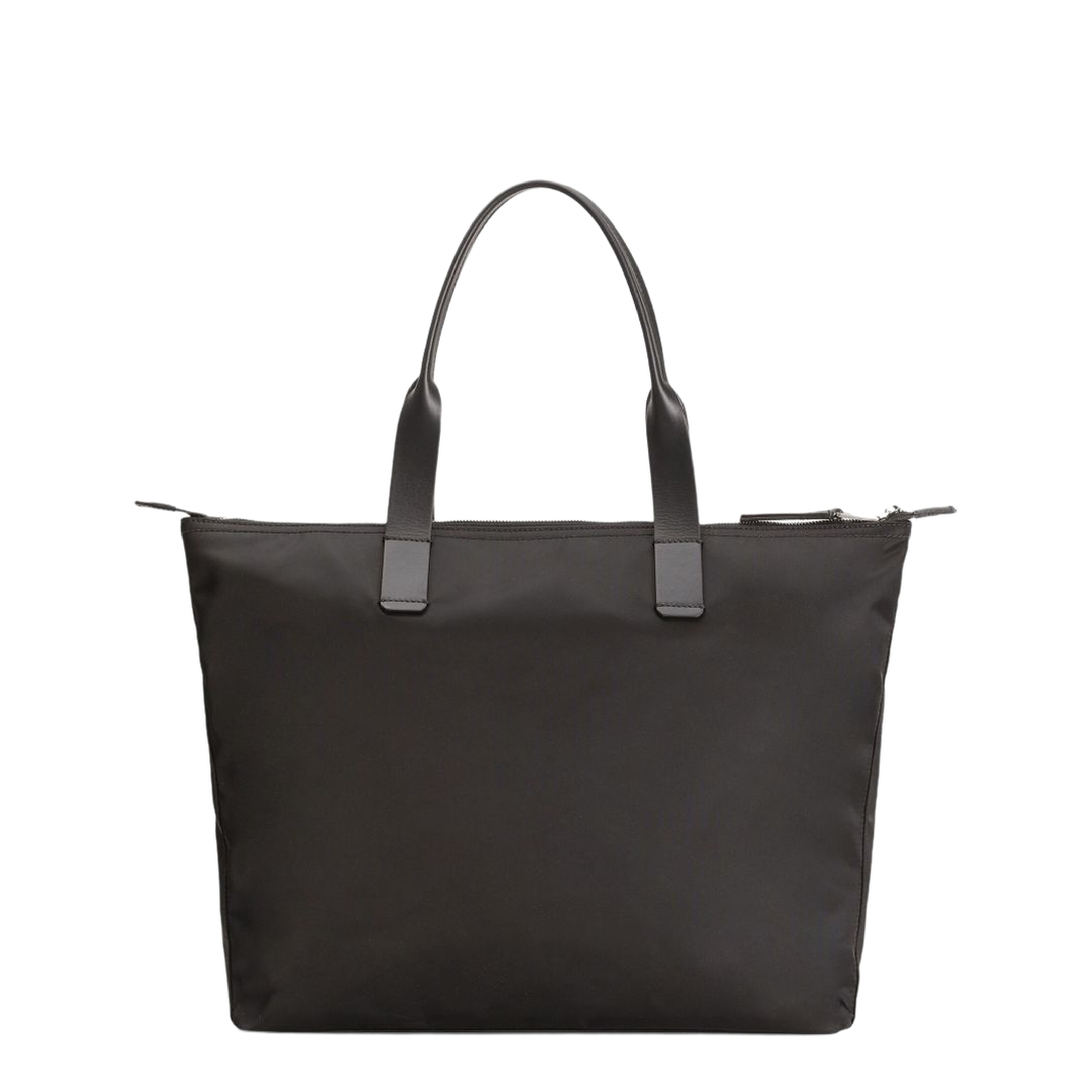 Adamo Small Nylon Smooth Calfskin Shopping Tote - Black - Image 4