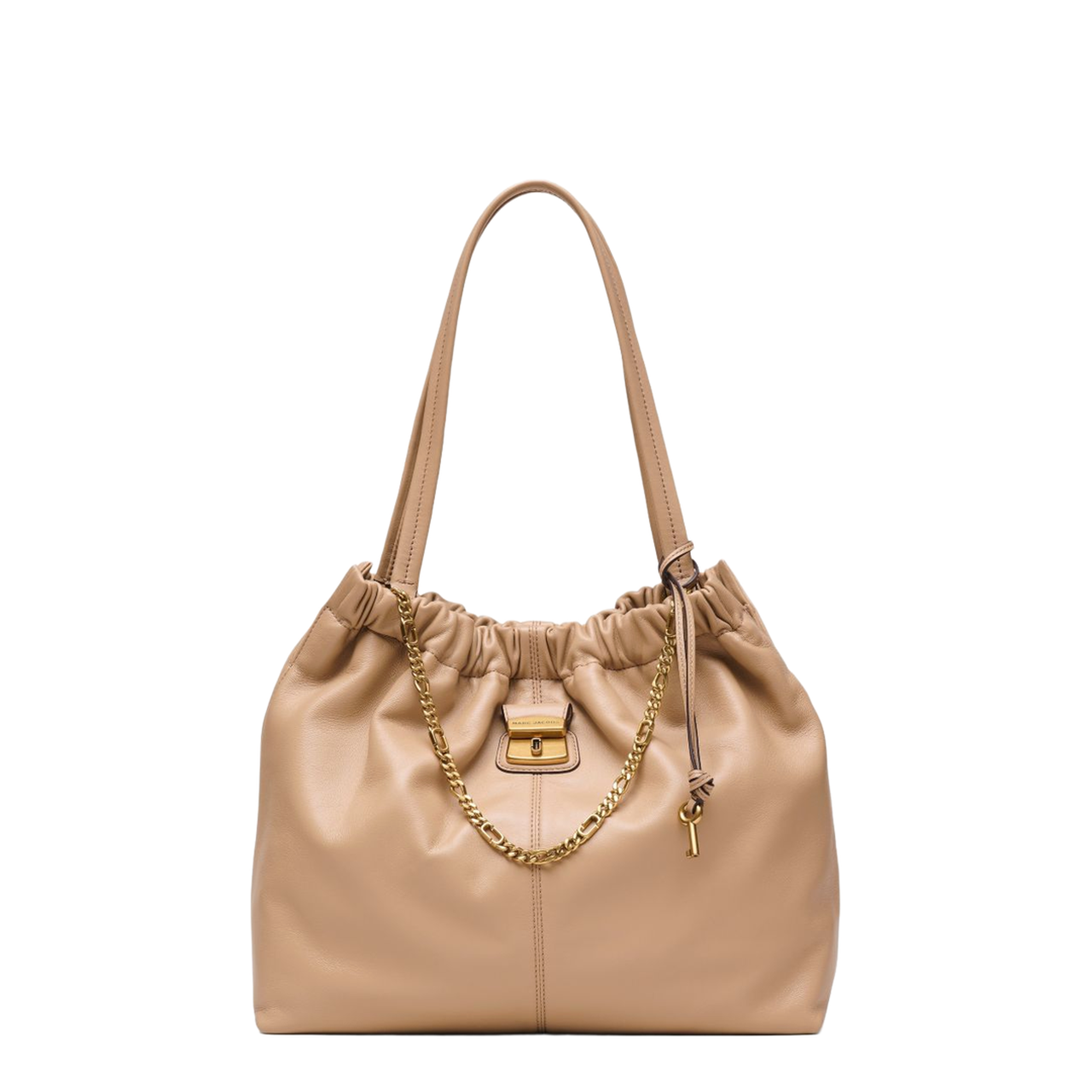 Tote Leather Shoulder Bag - Beige - Image 1
