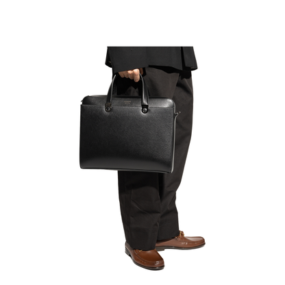 Leather Briefcase Logo Leather Black - Image 2
