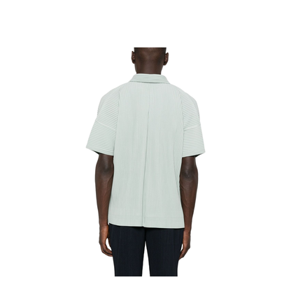 Light Green Short Sleeves Button Fastening Collared Top - Image 4