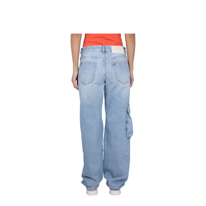 Light Blue Cotton Cargo Jeans - Image 4