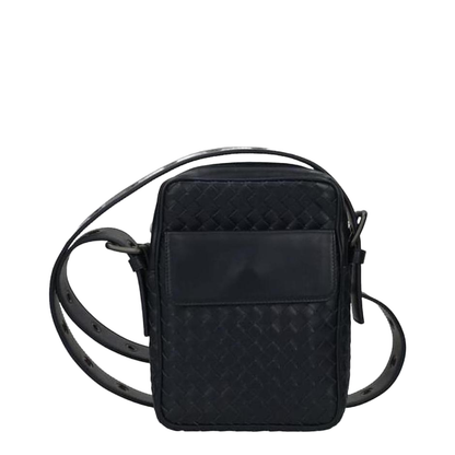 Intrecciato Small Leather Crossbody Bags - Black - Image 1