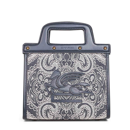 Dark Blue Denim Lovtter Small Shopping Bag - Image 1