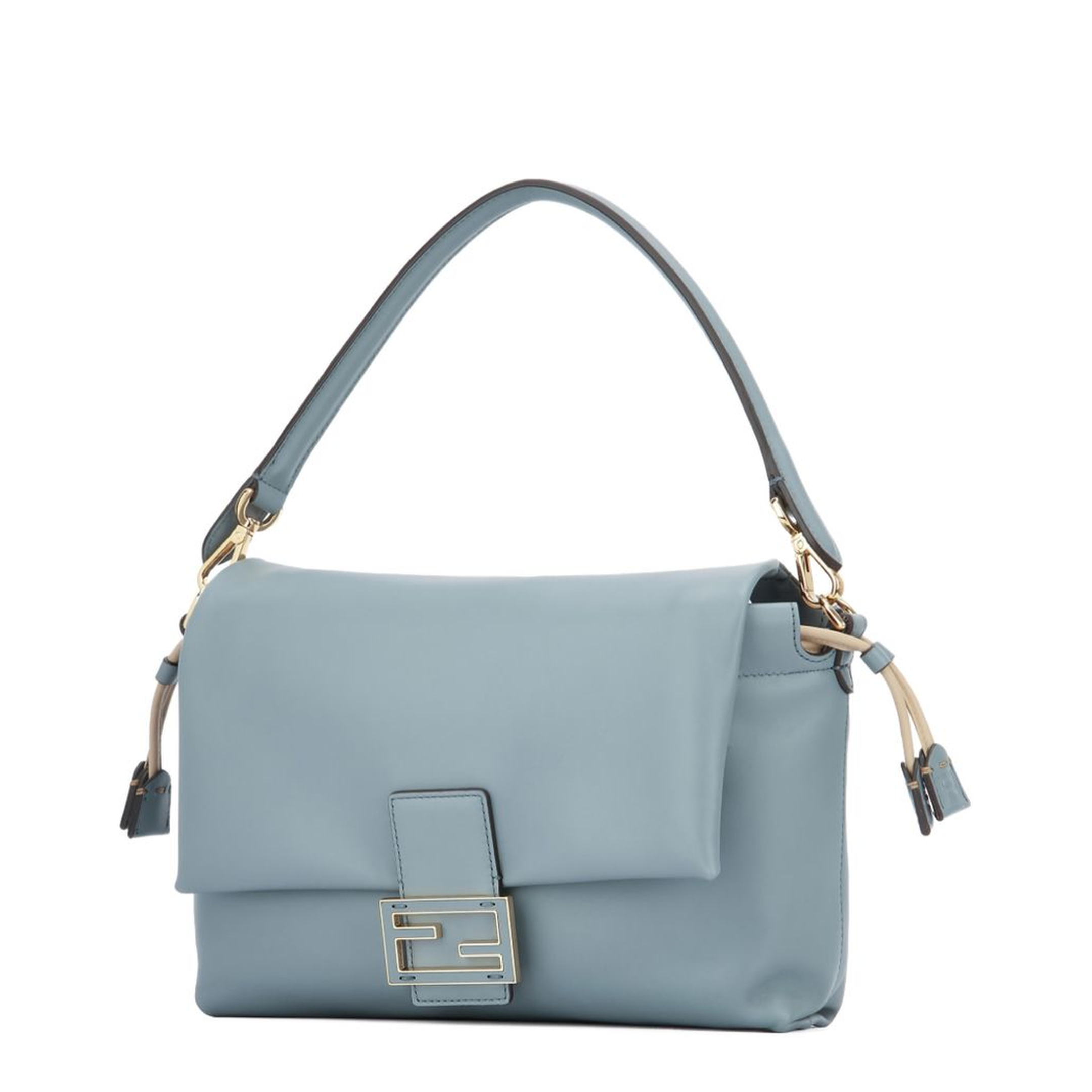 Mamma Baguette Medium Leather Shoulder Bag - Light Blue - Image 3