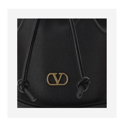 Black Leather Bucket Bag - Image 4